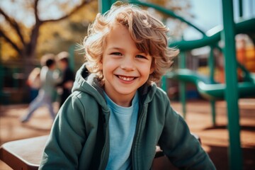 Smiling portrait of a boy in playground