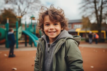 Fototapeta premium Smiling portrait of a boy in playground