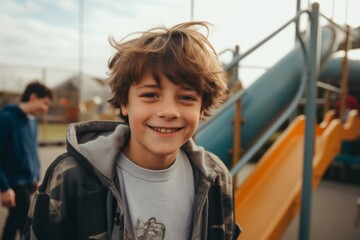 Smiling portrait of a boy in playground