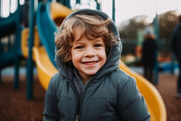 Smiling portrait of a boy in playground