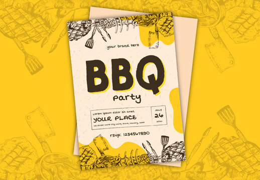 Rustic Vintage BBQ Party Invitation Flyer Template