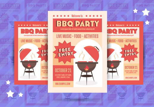Retro BBQ Party Event Flyer Template