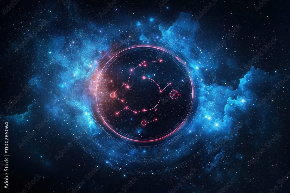 Poster cosmic exploration of constellations outer space digital art galactic environment abstract viewpoint