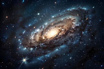 Fototapeta premium Stunning universe scene with radiant galaxies and a celestial glow..