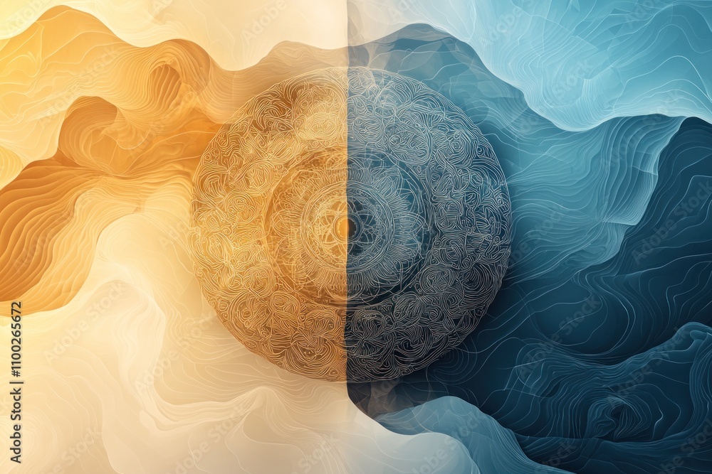 Poster dynamic contrast of warm and cool colors abstract art digital creation digital environment artistic 