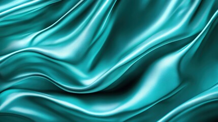Fototapeta premium Elegant Teal Silk Fabric Waves in Soft Motion Texture Background