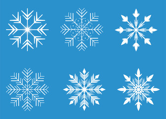 Set of snowflakes. Set of winter elements. Сollection of simple and intricate snowflake designs featuring various shapes and patterns, perfect for winter and holiday-themed projects	
