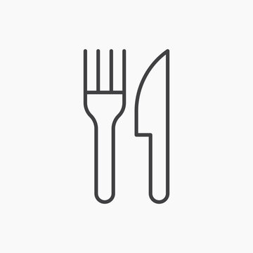 recommend clip art: Fork and Knife thin line vector icon.