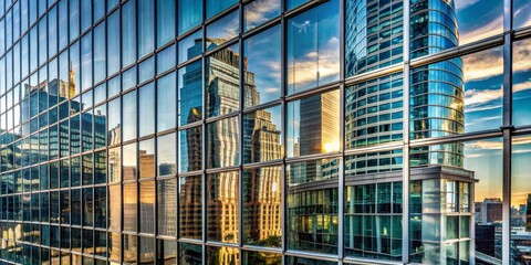 Urban Reflections A Cityscape Reflected in Glass Panels, Architecture , Glass , Reflection , Cityscape