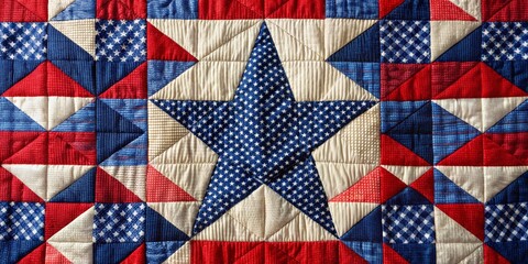 Patriotic Star Quilt - Red, White, and Blue Patchwork, Americana, Stars and Stripes, 4th of July , quilt