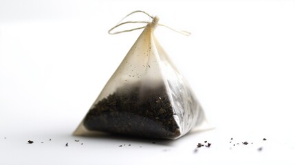 single tea bag isolated on white background