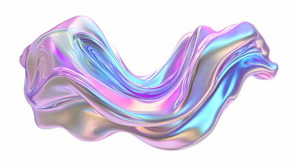Bold holographic liquid metal shape isolated. iridescent wavy melted chrome substance. ai generated. Holographic. Illustration