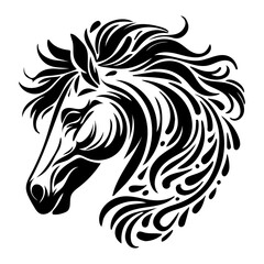 Obraz premium Elegant Black and White Horse Head Silhouette Art