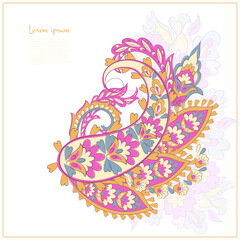 Obraz premium Paisley vector isolated pattern. Damask style Vintage illustration