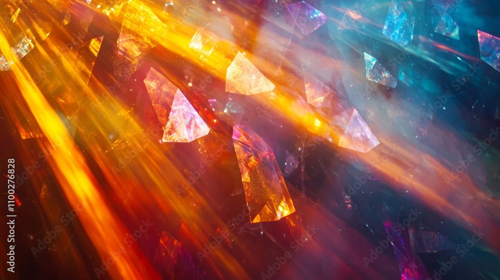 Aufkleber a vibrant display of light refracting through colorful crystals, creating a mesmerizing interplay of