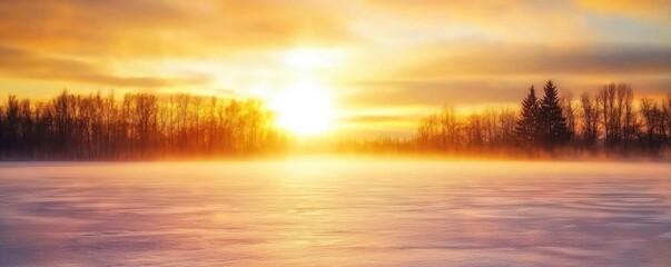 Naklejka premium Winter solstice sunset over snowy landscape nature photography tranquil environment seasonal reflections serenity in nature