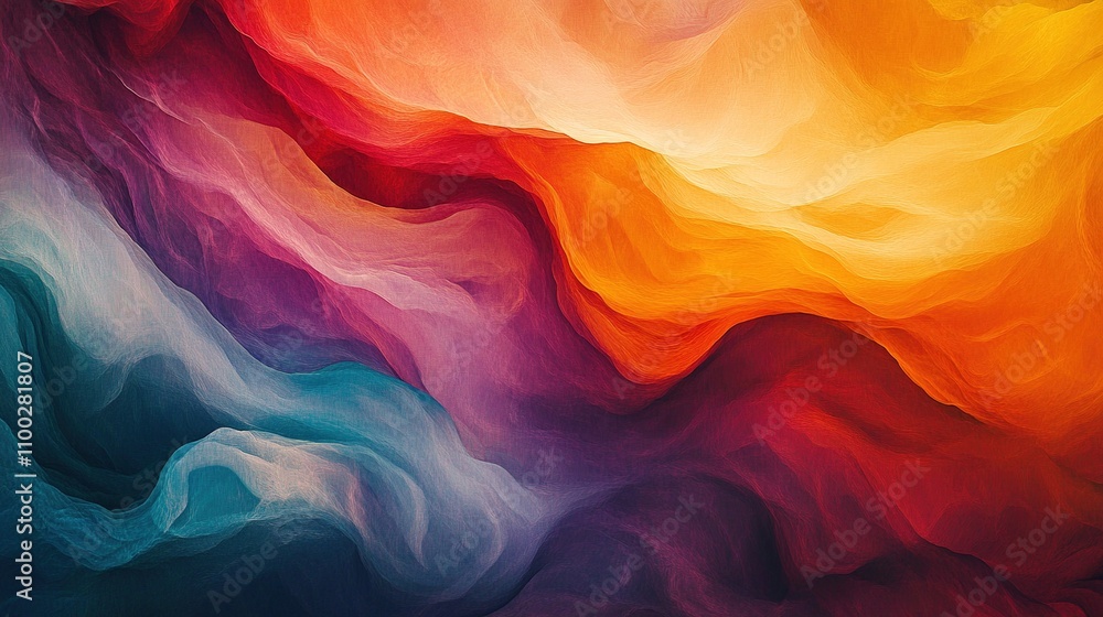 Poster Vibrant Abstract Waves of Color in Smooth Flowing Patterns