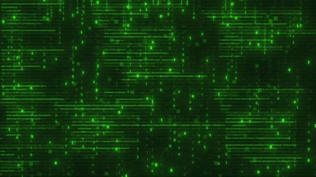 Binary code digital, glitched effect, computer hack concept system. Error signal loop, Cyber security code binary background animation