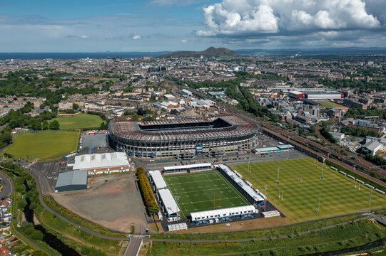 Aerial view of Scottish Gas Murrayfield Stadium, Roseburn St, Edinburgh, VK