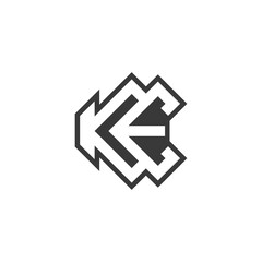 Obraz premium Arrow Style Ke Logo Or Ek Logo. A modern and bold design of the letter KE Logo using a Arrow style design at the center of the logo.