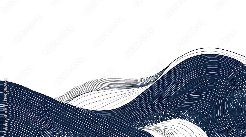 Poster elegant japanese wave pattern showcasing fluidity and simplicity on a white background for modern de