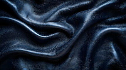 Fototapeta premium Dark Blue Leather Texture Background - Close Up
