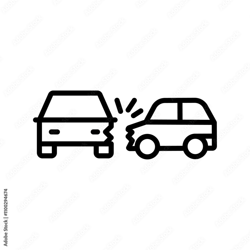 Poster car side crash icon outline vector for web ui