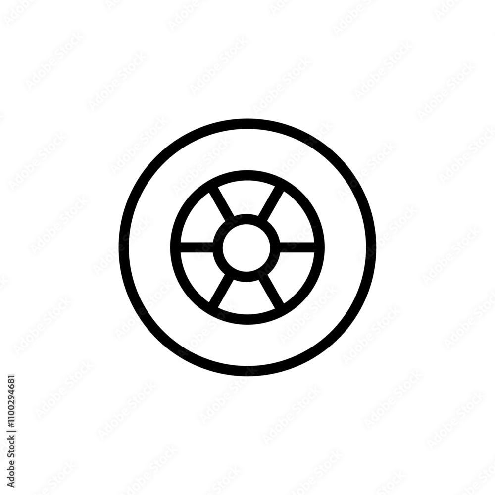 Poster car wheel icon outline vector for web ui