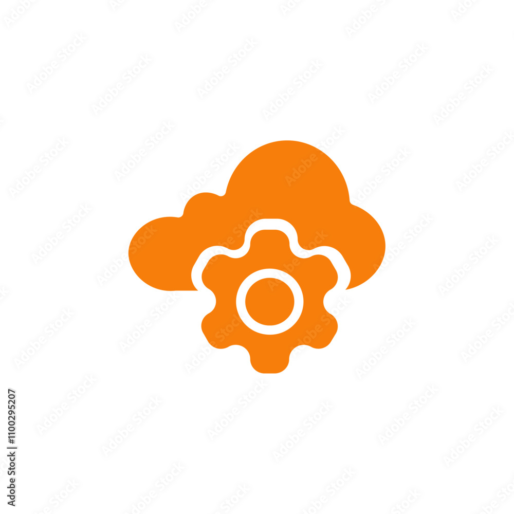 Aufkleber cloud data settings icon outline vector for web ui