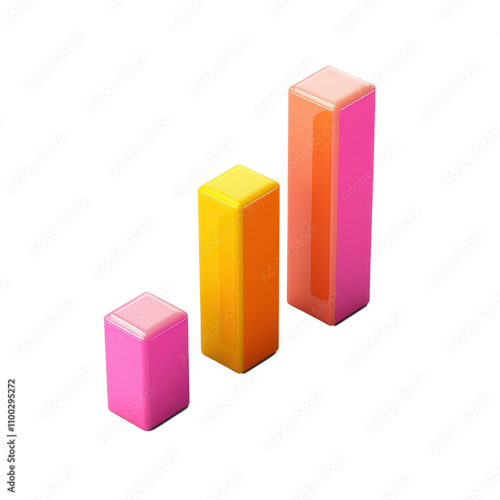 Aufkleber colorful bar graph representing growth and performance metrics in a modern design. transparent backg