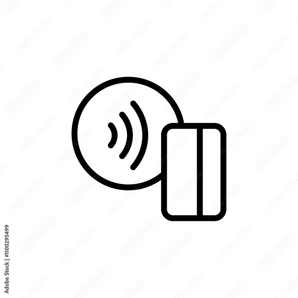 Poster contactless payment icon outline vector for web ui
