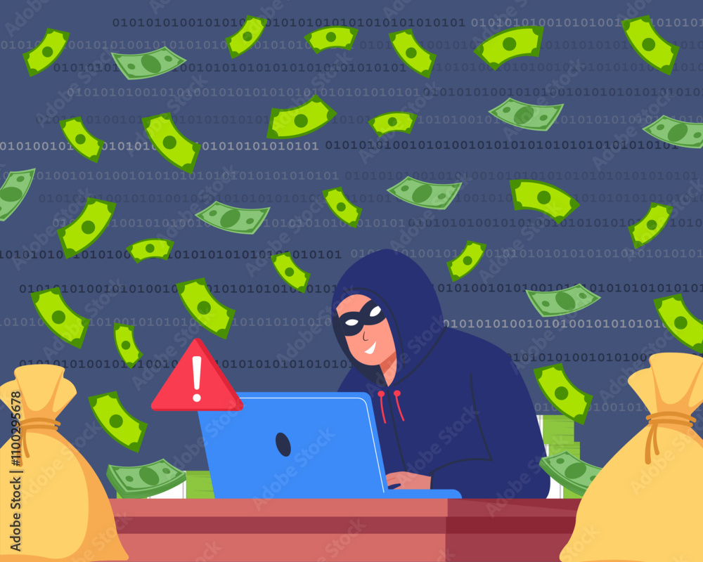 Poster hacker theft hacking computer to stealing money personal data credit card information phishing and o