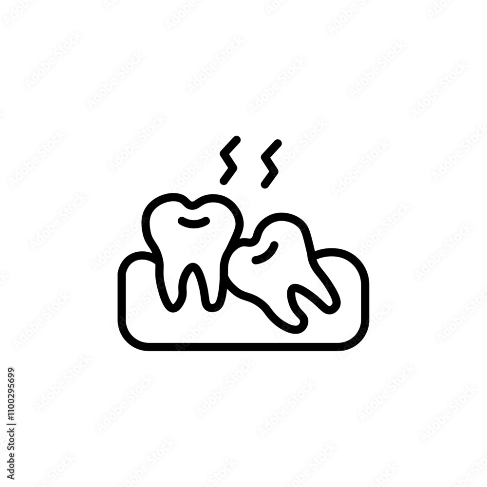 Poster crooked teeth icon outline vector for web ui