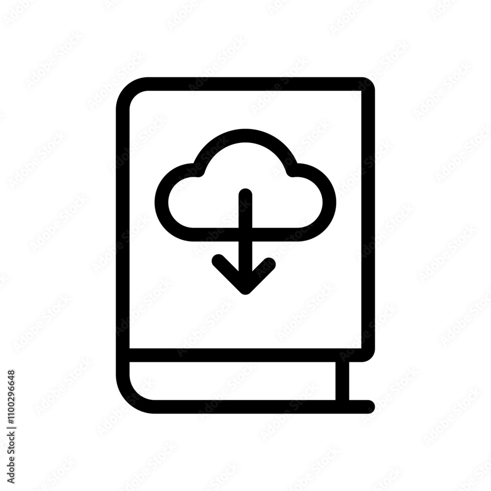 Aufkleber e book download icon outline vector for web ui