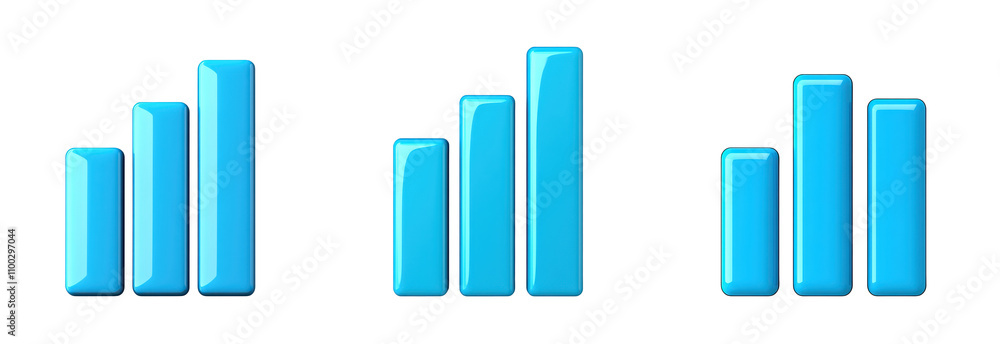 Poster modern infographic depicting business growth with colorful bar charts and statistics. transparent ba
