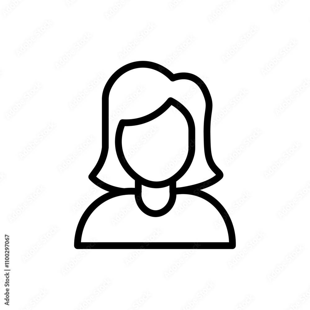 Poster Female Avatar icon Outline vector for web ui