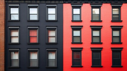Obraz premium Sleek and Stylish: A Stunning Red and Black Modern Building