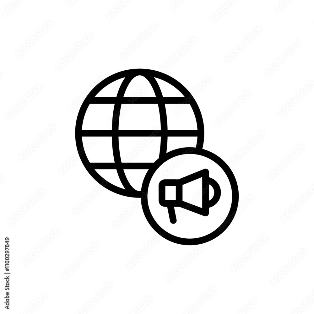 Poster global campaign icon outline vector for web ui