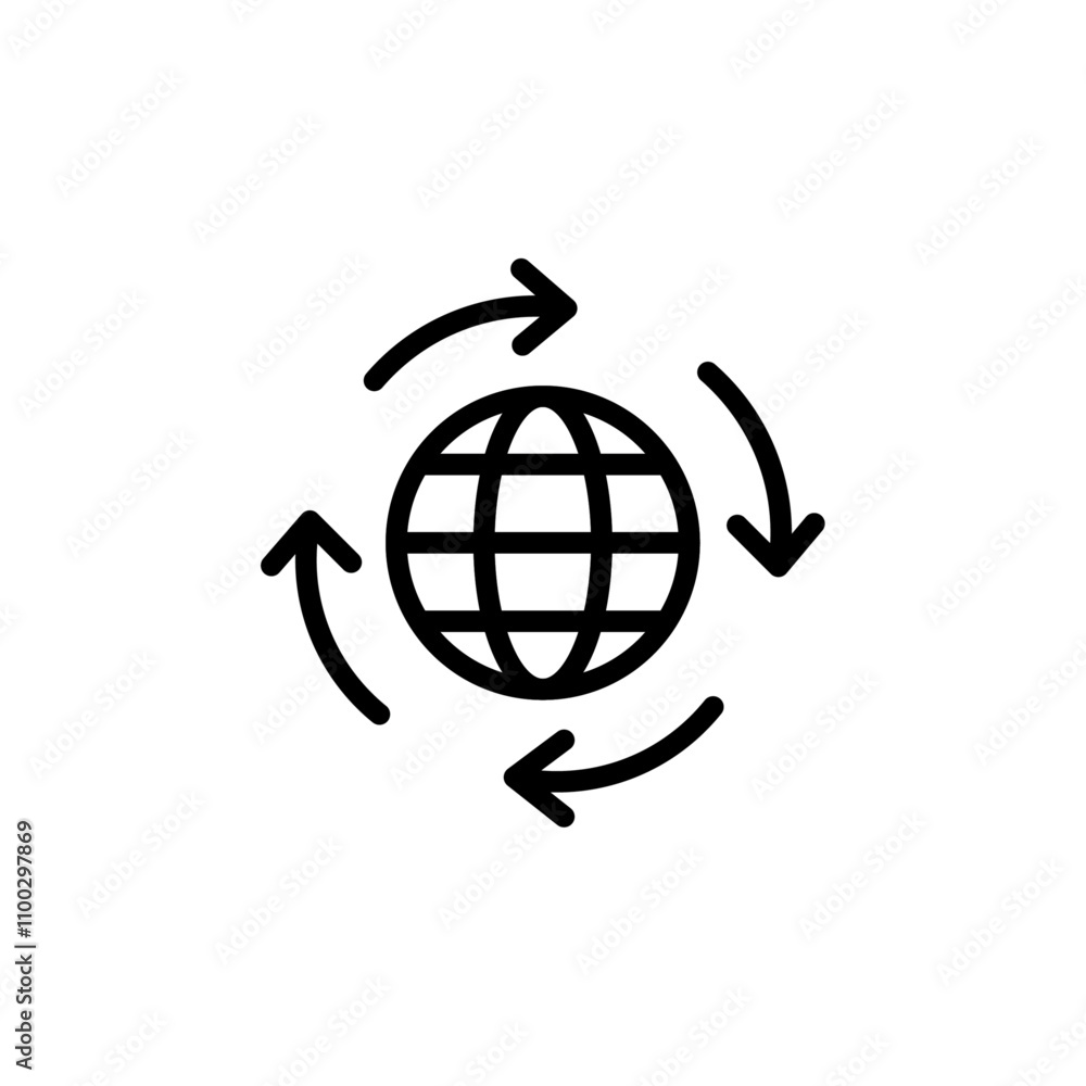 Poster Globalization icon Outline vector for web ui