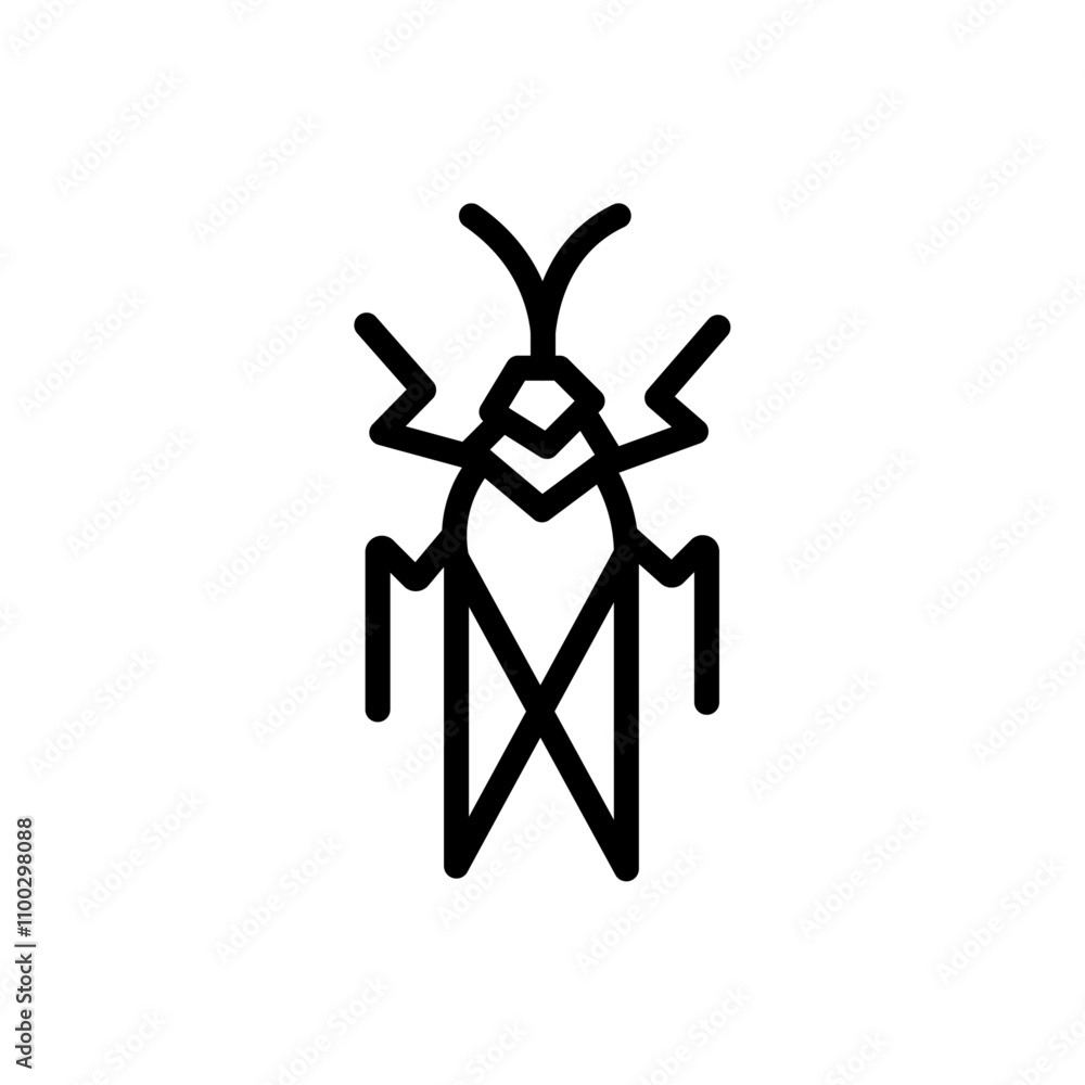 Aufkleber Grasshopper icon Outline vector for web ui