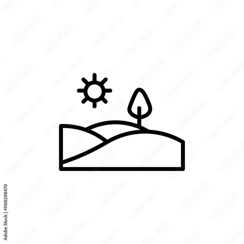 Aufkleber hills icon Outline vector for web ui