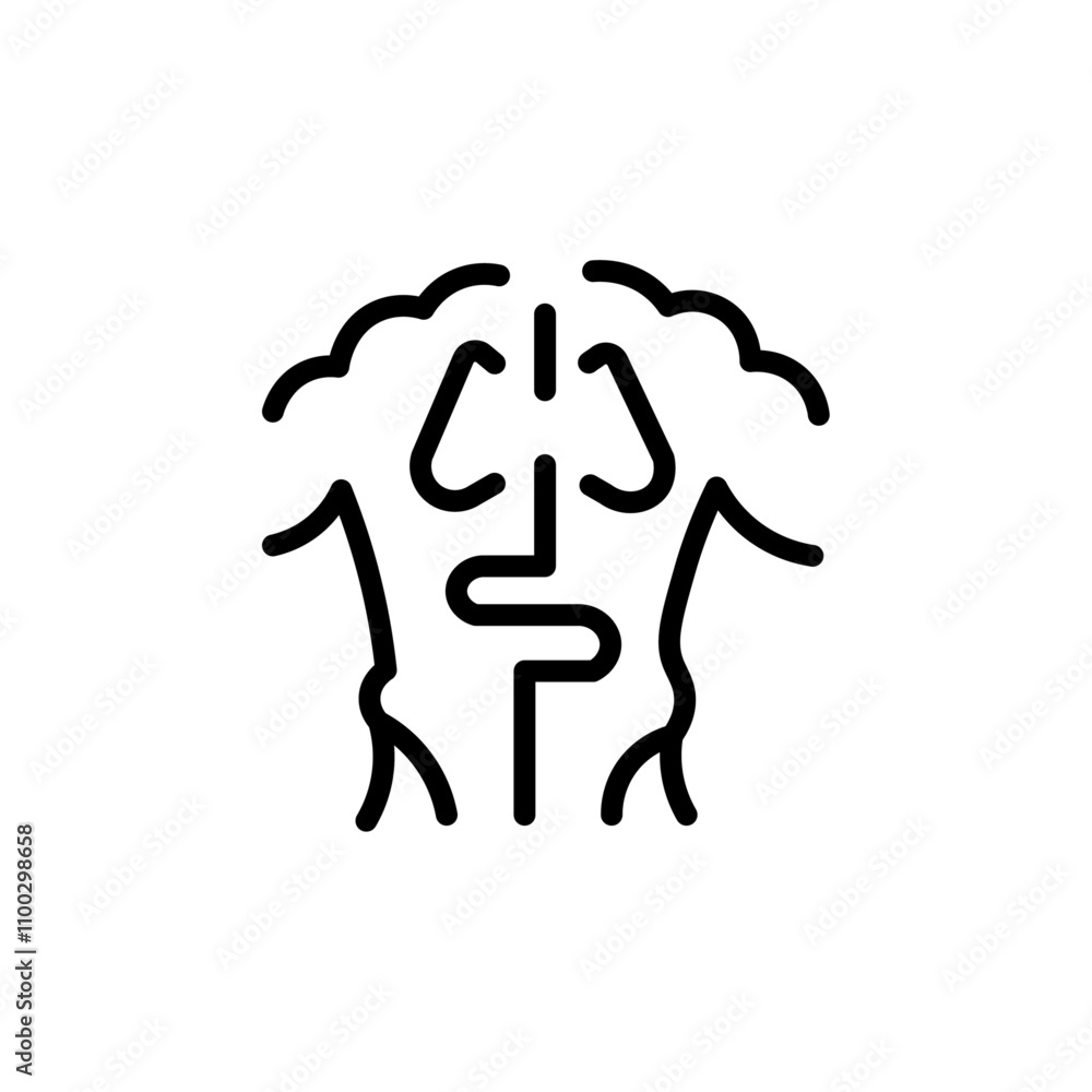 Poster human body anatomy icon outline vector for web ui