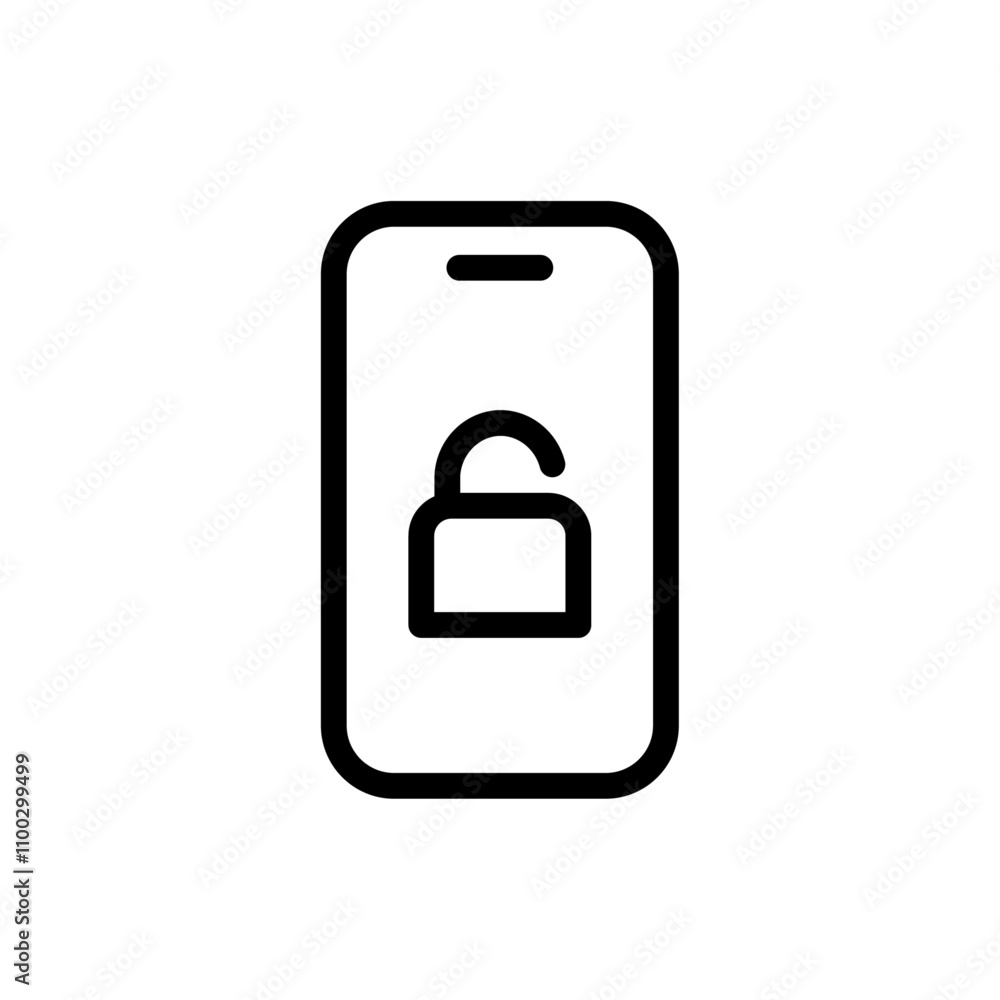 Poster Mobile Unlock icon Outline vector for web ui