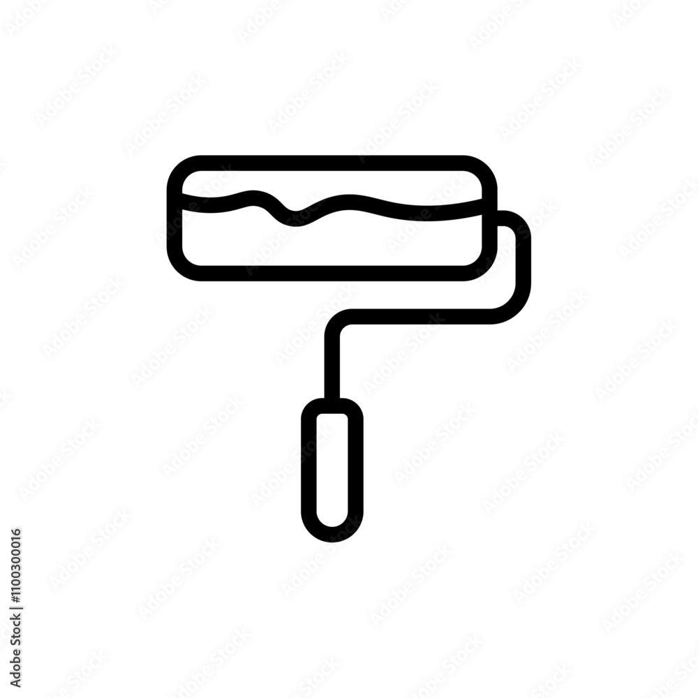 Aufkleber paint roller icon Outline vector for web ui