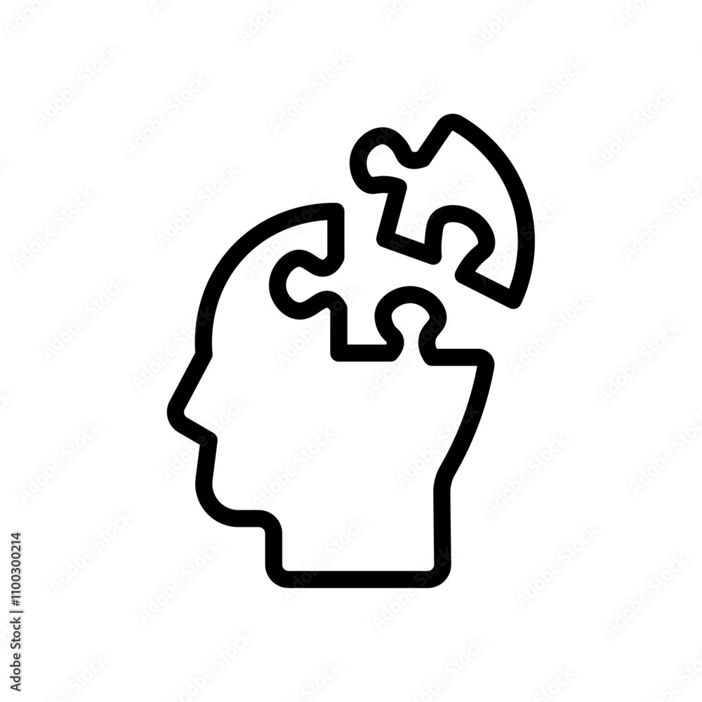 Poster People head with puzzles icon Outline vector for web ui