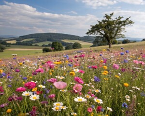 A Meadow filled with Vibrant Wildflowers 