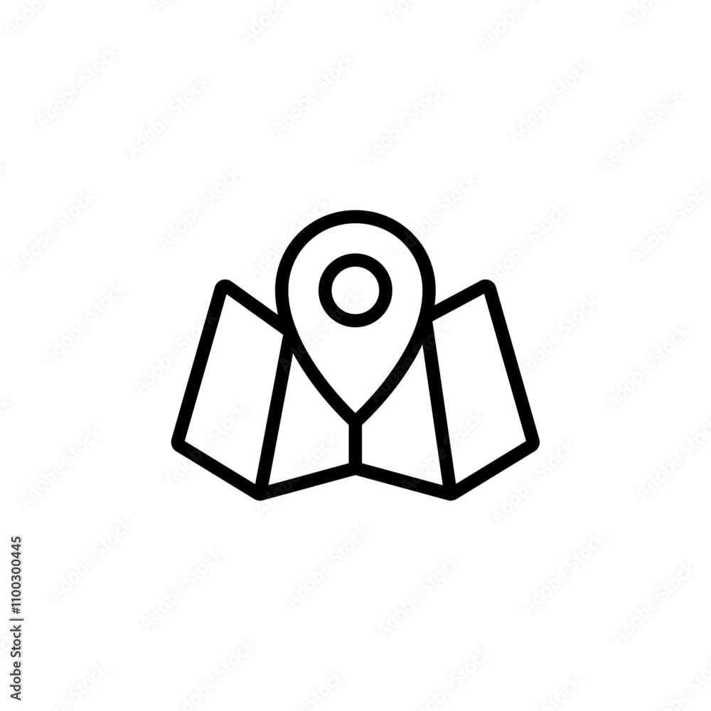 Poster Pin on a map icon Outline vector for web ui