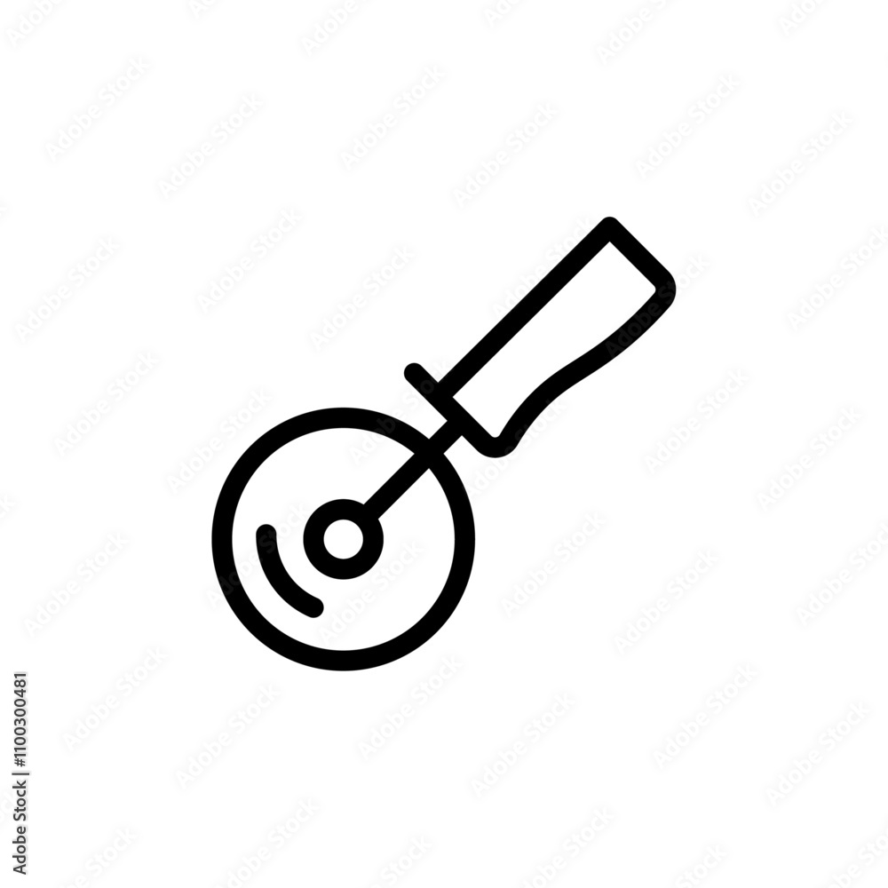 Poster pizza cuttier icon outline vector for web ui