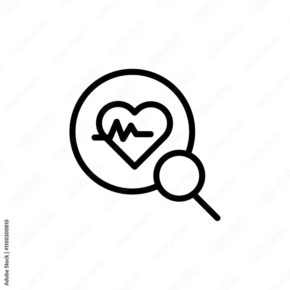 Aufkleber pulse heart check up icon Outline vector for web ui