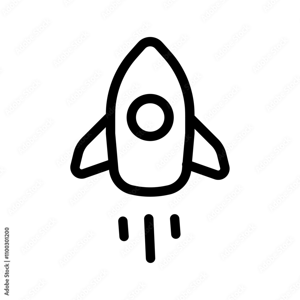 Poster Rocket Spaceship Startup icon Outline vector for web ui